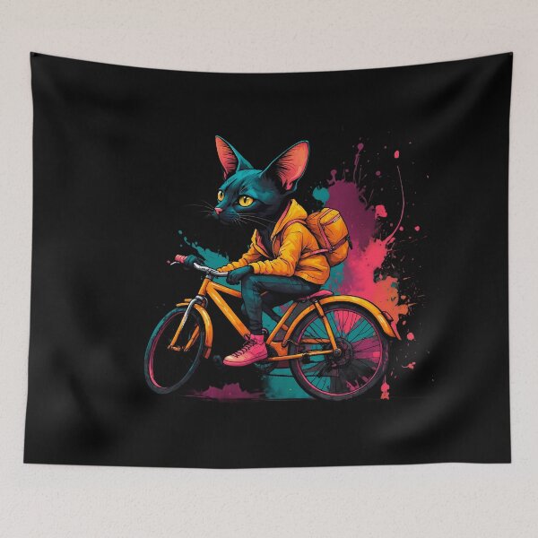 Item preview, Black Bombay cat on a bike designed and sold by Furrifico.