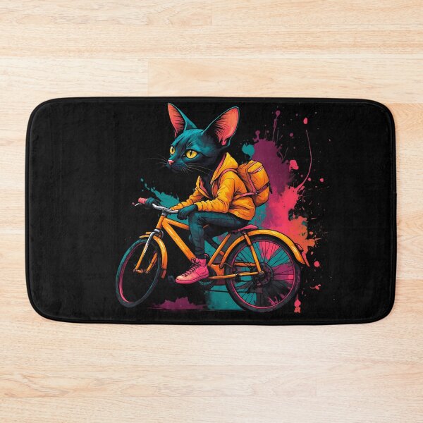 Item preview, Black Bombay cat on a bike designed and sold by Furrifico.