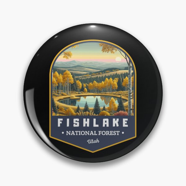 Artikelvorschau, Retro Fishlake National Forest Utah USA Reisekunst entworfen und verkauft von MaateoDesign.