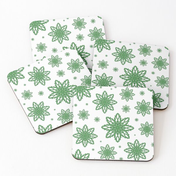 Item preview, Pattern of falling snowflakes "Inspiration" of green color on a white background designed and sold by Cherevan.