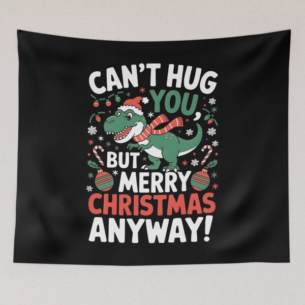 Item preview, Can’t Hug You, But Merry Christmas Anyway! Dinosaur Christmas Pun designed and sold by DomTeesHaven.