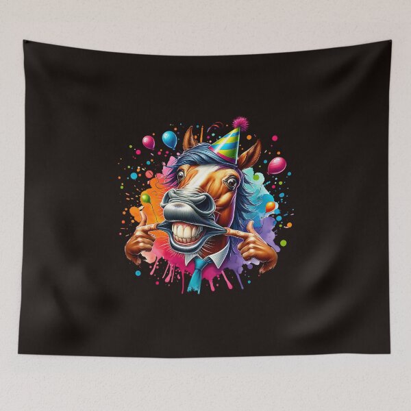 Item preview, Funny Horse with Party Hat designed and sold by AwesomeBeyondLimits.