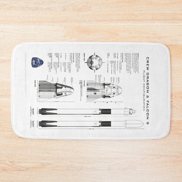 Item preview, Crew Dragon Spacecraft & Falcon 9 Rocket Blueprint in High Resolution (white) designed and sold by RyansWorkshop.