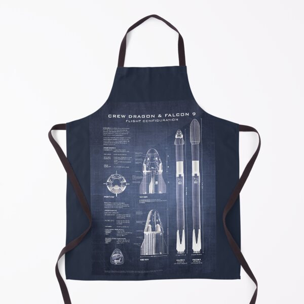 Item preview, Crew Dragon Spacecraft & Falcon 9 Rocket Blueprint in High Resolution (dark blue) designed and sold by RyansWorkshop.