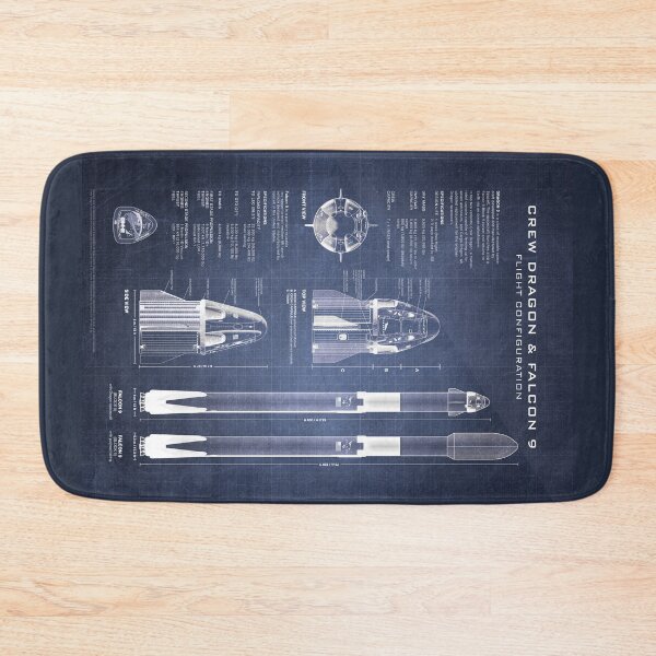 Item preview, Crew Dragon Spacecraft & Falcon 9 Rocket Blueprint in High Resolution (dark blue) designed and sold by RyansWorkshop.