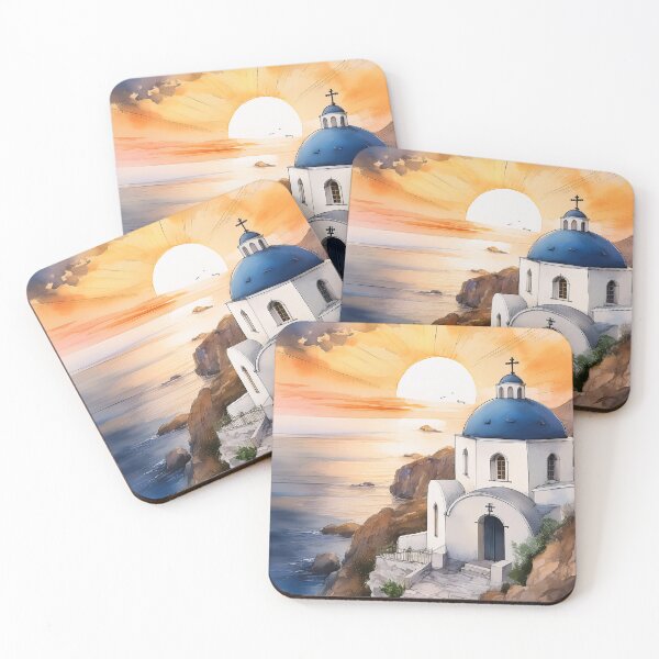 Item preview, A picturesque church perched on a cliff overlooking a stunning sunset over the Aegean Sea designed and sold by homydesign.