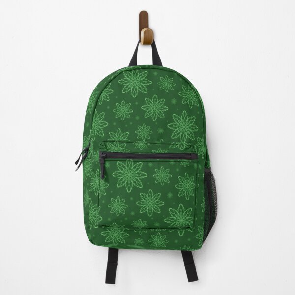 Item preview, Pattern of falling snowflakes "Inspiration" of green color on a dark green background designed and sold by Cherevan.