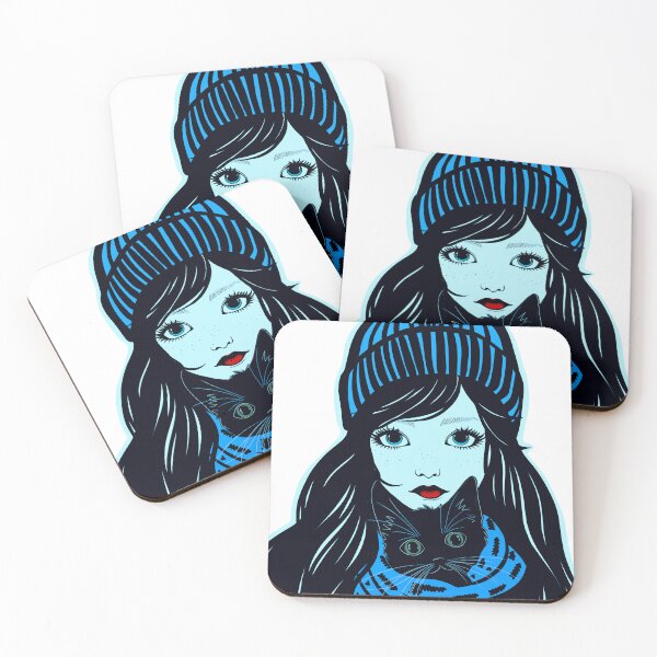 Item preview, Girl in blue with a cat designed and sold by Maryart8.