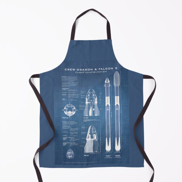 Item preview, Crew Dragon Spacecraft & Falcon 9 Rocket Blueprint in High Resolution (light blue) designed and sold by RyansWorkshop.