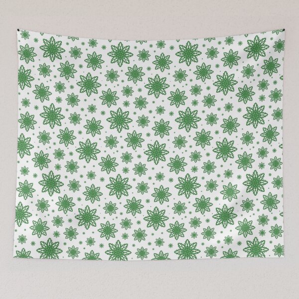 Item preview, Pattern of falling snowflakes "Inspiration" of green color on a white background designed and sold by Cherevan.