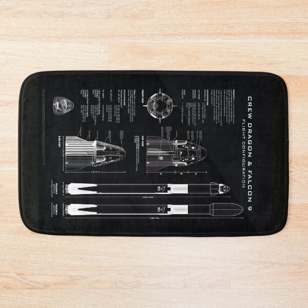 Item preview, Crew Dragon Spacecraft & Falcon 9 Rocket Blueprint in High Resolution (all black) designed and sold by RyansWorkshop.