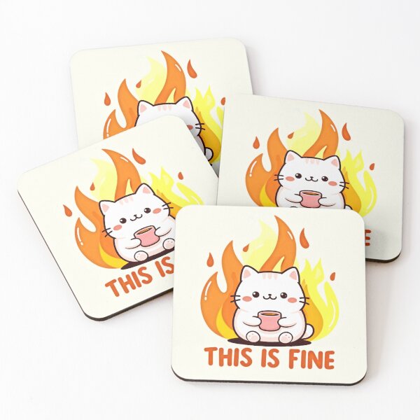 Item preview, This is fine -  Cat - Adorable, Colorful, and Must-Have Art! - Colorful and Irresistibly Cute Delights! designed and sold by Earth Nature Creations.