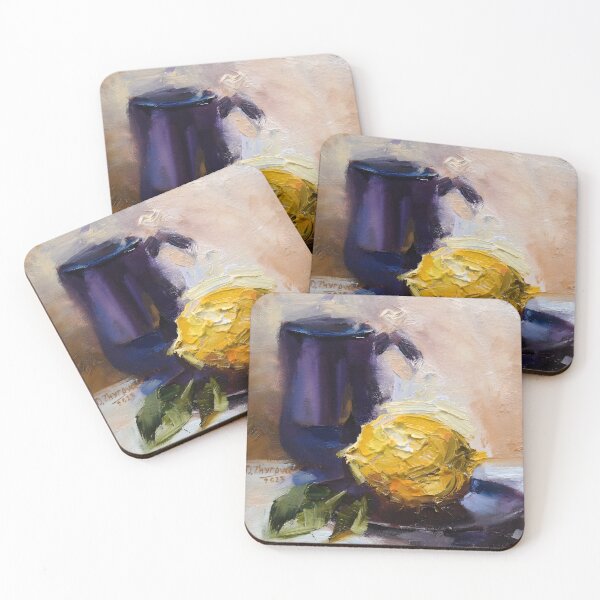 Item preview, Kitchen Decor Still Life with Lemon and Cup Oil Painting Art designed and sold by Dariia Zhyrova.