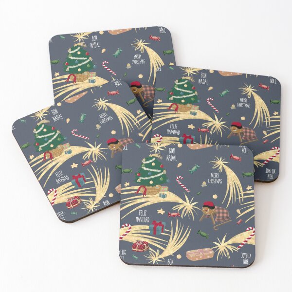 Item preview, Funny Christmas fabric for children, with presents, Christmas tree and Caga tió  designed and sold by by Mònica Roca.