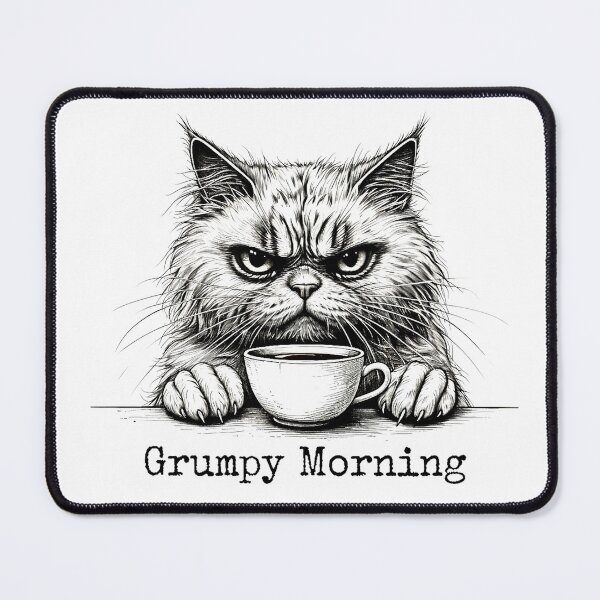 Item preview, Grumpy Morning with Coffee -  Cat - Adorable, Colorful, and Must-Have Art! - Colorful and Irresistibly Cute Delights! designed and sold by Earth Nature Creations.
