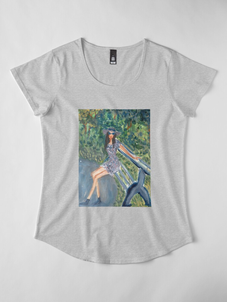 Alternate view of A Girl Sitting On a Bench Premium Scoop T-Shirt