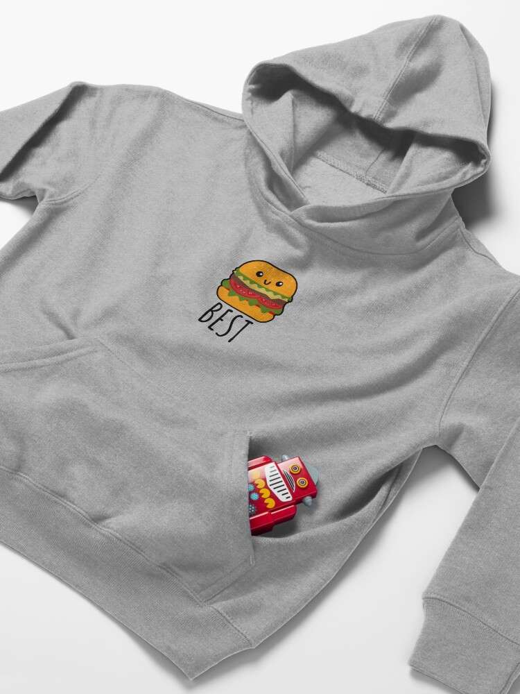 Alternate view of Best Friends - Burger and Fries Matching Gift Kids Pullover Hoodie