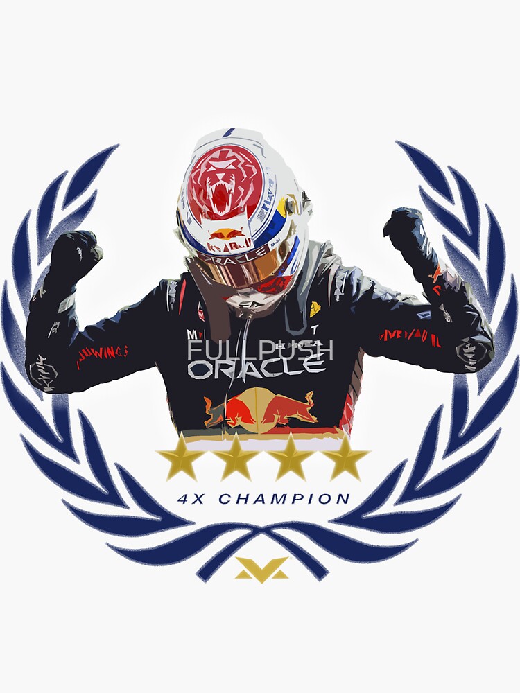 Max Verstappen 4x Champion Sticker for Sale by FormulaFrames
