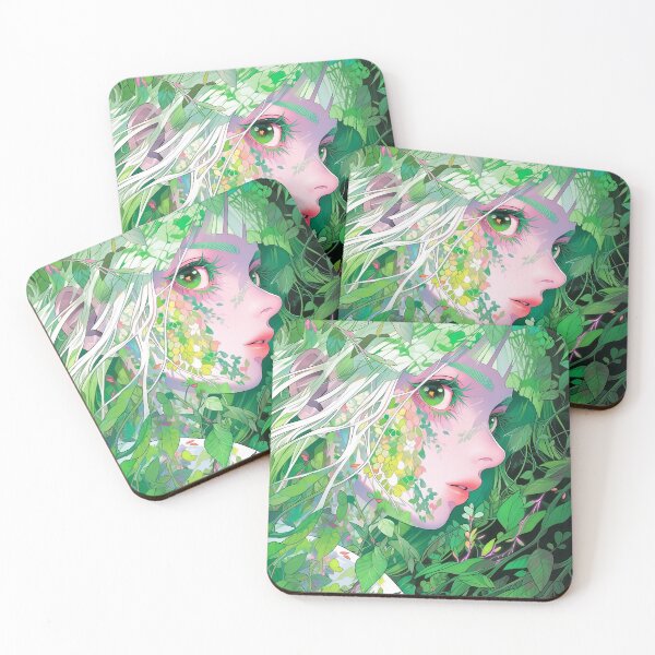 Item preview, Vibrant Botanical Green Anime Girl designed and sold by bubblegoth.