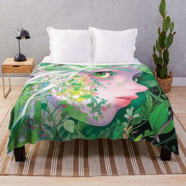 Item preview, Vibrant Botanical Green Anime Girl designed and sold by bubblegoth.