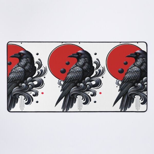 Item preview, Mystical Black Raven with Japanese Motif designed and sold by DrawHandArt.