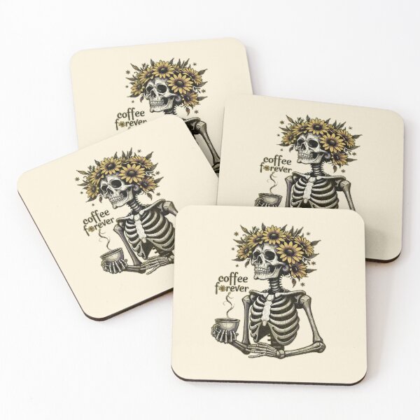 Item preview, Skeleton and coffe Drink, dead inside, coffee lovers, skeleton drinking, skull coffee designed and sold by Collagedream.