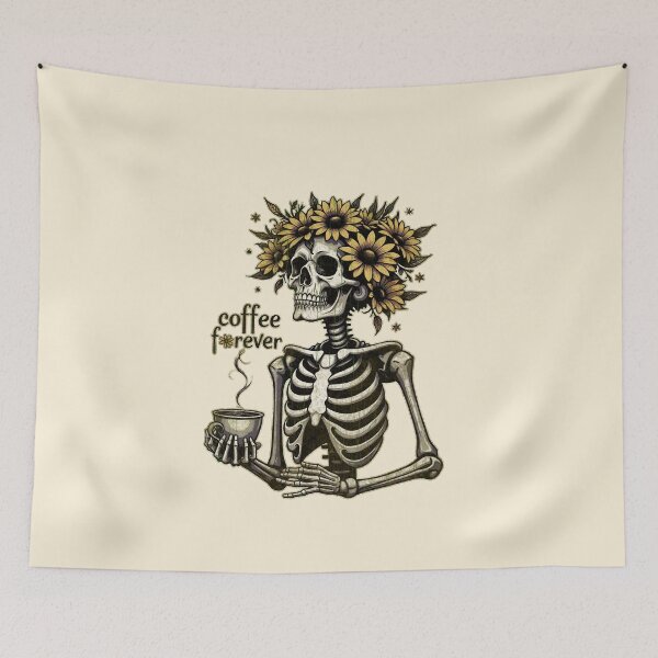 Item preview, Skeleton and coffe Drink, dead inside, coffee lovers, skeleton drinking, skull coffee designed and sold by Collagedream.