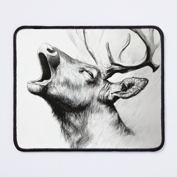 Item preview, Black and white deer pencil drawing designed and sold by Pencil-Art.