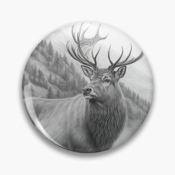 Item preview, Black and white deer pencil drawing designed and sold by Pencil-Art.