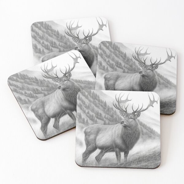 Item preview, Black and white deer pencil drawing designed and sold by Pencil-Art.