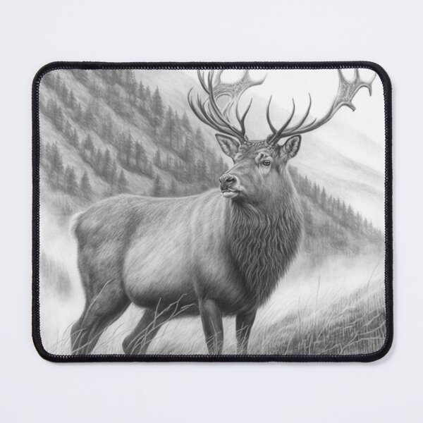 Item preview, Black and white deer pencil drawing designed and sold by Pencil-Art.