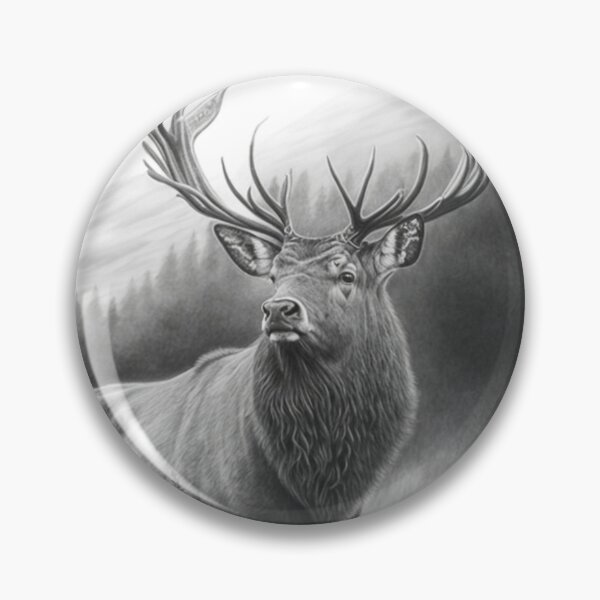 Item preview, Black and white deer pencil drawing designed and sold by Pencil-Art.