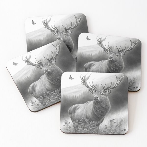 Item preview, Black and white deer pencil drawing designed and sold by Pencil-Art.