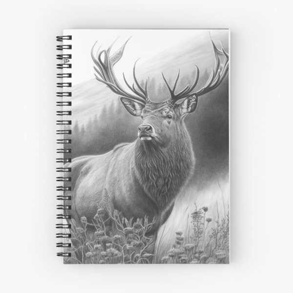 Item preview, Black and white deer pencil drawing designed and sold by Pencil-Art.