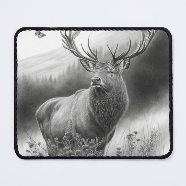 Item preview, Black and white deer pencil drawing designed and sold by Pencil-Art.