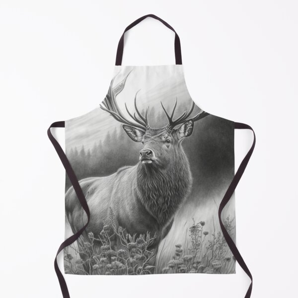 Item preview, Black and white deer pencil drawing designed and sold by Pencil-Art.