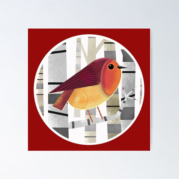 Item preview, Robin Redbreast Perched on TreeBranch designed and sold by Andrew  Hitchen.