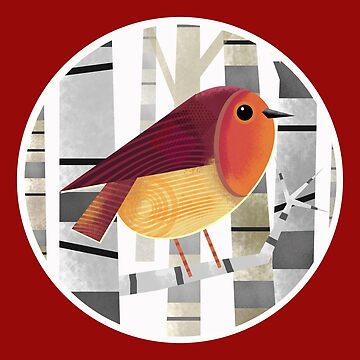 Artwork thumbnail, Robin Redbreast Perched on TreeBranch by Andrew Hitchen