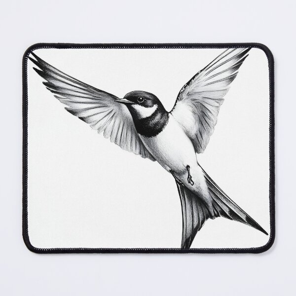 Item preview, Black and White Bird Pencil Drawing designed and sold by Pencil-Art.