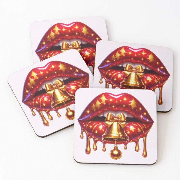 Item preview, Christmas Festive Glam Lips with Golden Bell designed and sold by Margival.