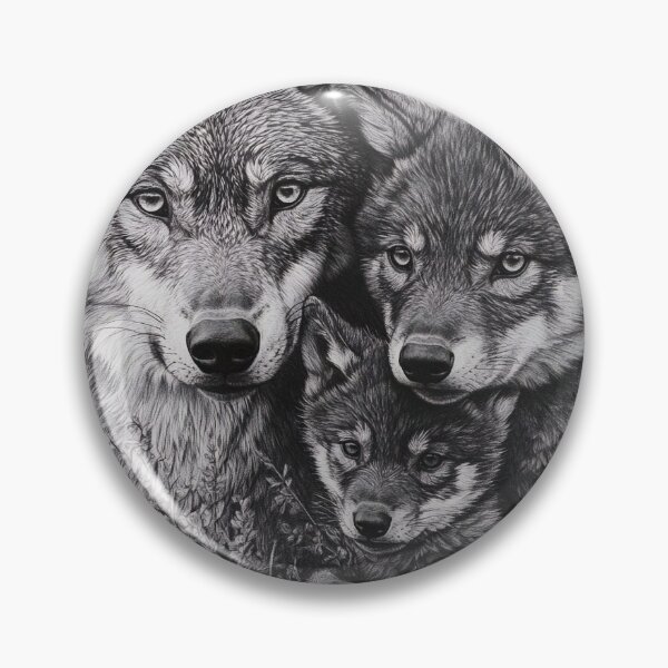 Item preview, Black and white Wolf and cubs pencil drawing  designed and sold by Pencil-Art.