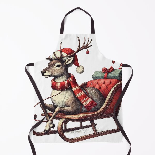 Item preview, Reno vintage con gorro de Papá Noel sentado en un trineo designed and sold by Silbays.