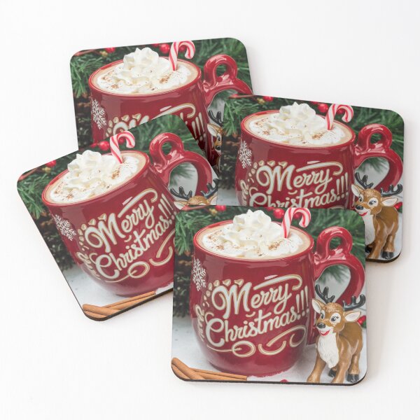 Item preview, Festive Hot Chocolate with Marshmallows & Reindeer! designed and sold by Shabby Script Archive | Digital Designer .