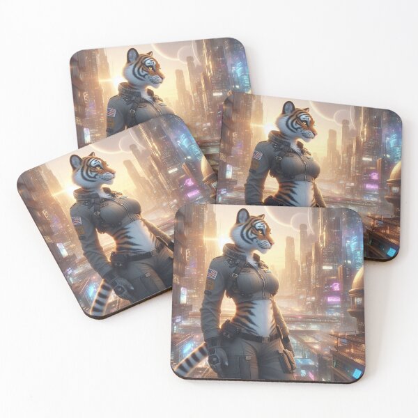 Item preview, Female Tiger in a Dystopian Space-Port City designed and sold by nikkolaus.
