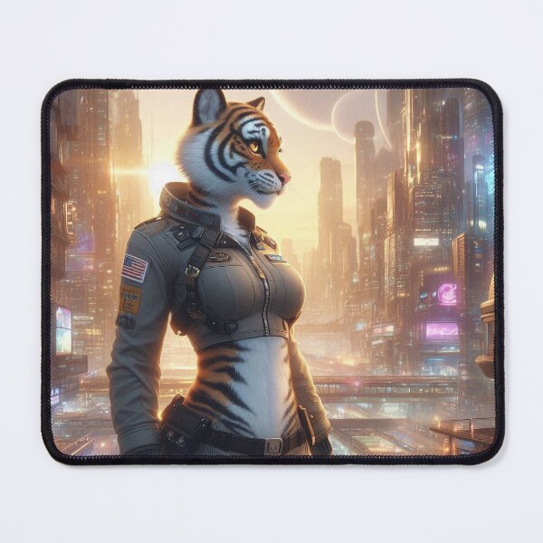 Item preview, Female Tiger in a Dystopian Space-Port City designed and sold by nikkolaus.