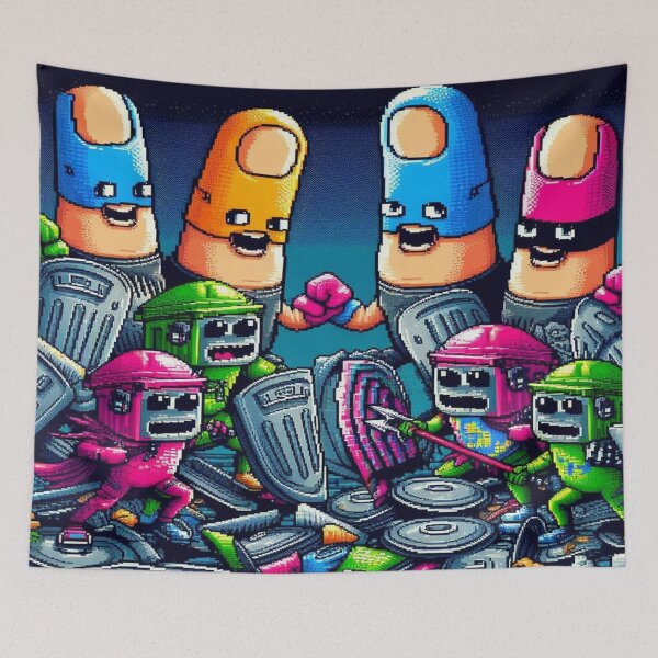 Item preview, Finger Titans vs. Garbage Demigods– Perfect Gift designed and sold by Imaginarium of Chaos falcon88 .