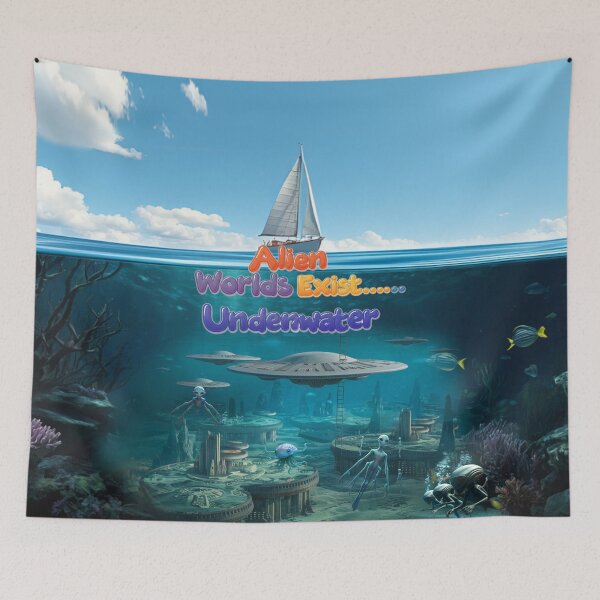 Item preview, Alien Worlds Exist... Underwater - Funny UFO Memes in Ocean designed and sold by AleksKos.