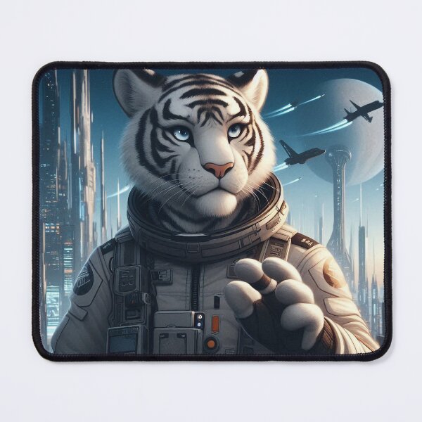 Item preview, White Tiger Astronaut in a City of Towers designed and sold by nikkolaus.