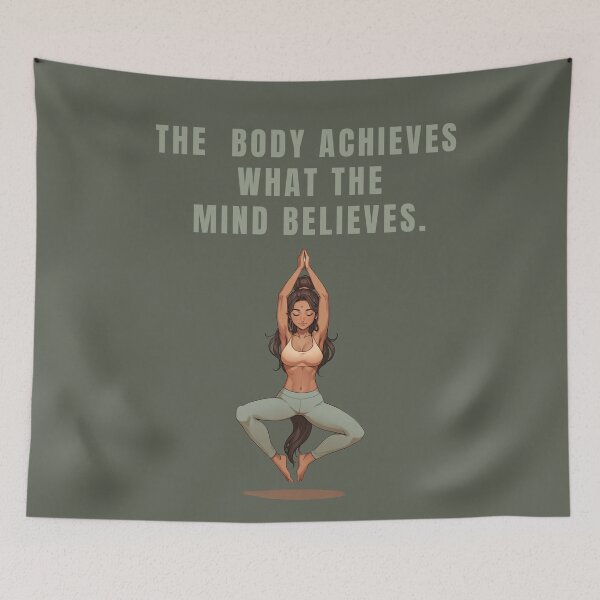 Item preview, THE BODY ACHIEVES WHAT THE MIND BELIEVES. YOGA QUOTES designed and sold by La Loca.