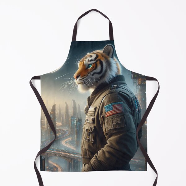 Item preview, Un tigre observa una lluvia de meteoritos sobre una ciudad distópica designed and sold by nikkolaus.